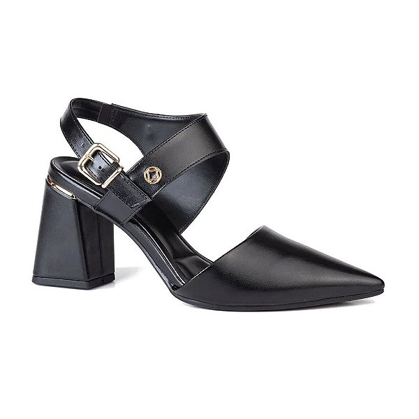 Scarpin Feminino Semi Aberto Assimétrico - Preto - Bebecê