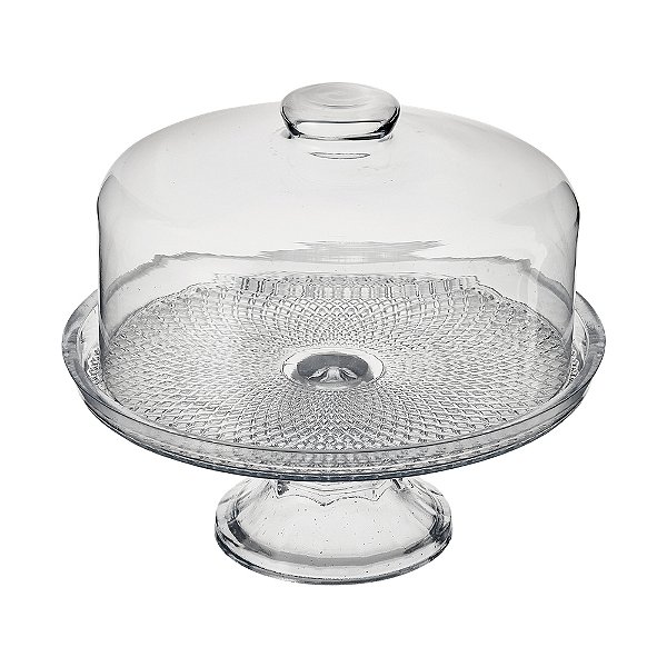 Queijeira de Vidro com Pé e Tampa Natural - Vitazza