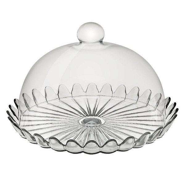 Boleira de Vidro com Tampa Pétalas de Jasmin 24cm - Vitazza