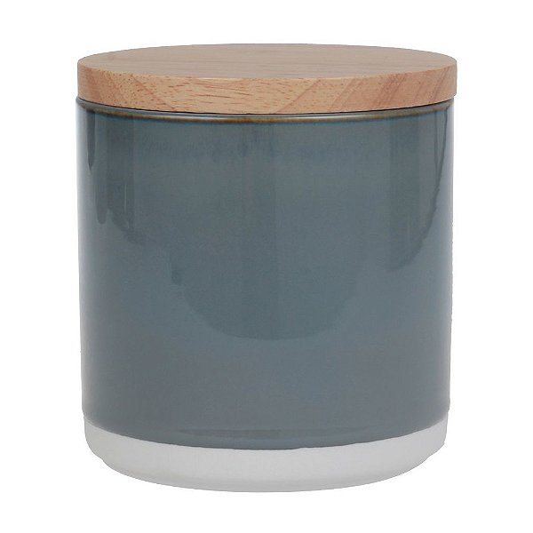 Pote de Cerâmica com Tampa de Bambu Mist 12cm - BTC