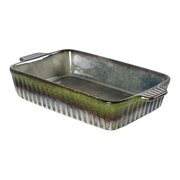 Travessa Retangular em Cerâmica Mist 1,7L Verde 30cm - L'Hermitage
