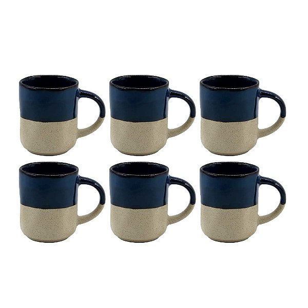 Jogo Canecas em Cerâmica Stoneware 100ml 6 Peças - BTC