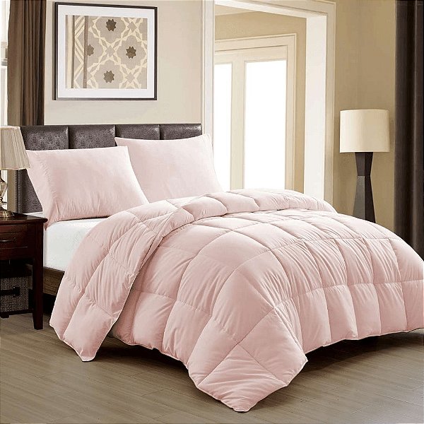 Edredom Plumage Toque de Plumas 400 Fios - King - Rose - Rozac