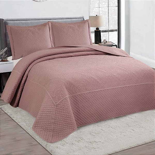 Jogo de Colcha Marseille Queen - Rosa Antigo - Rozac