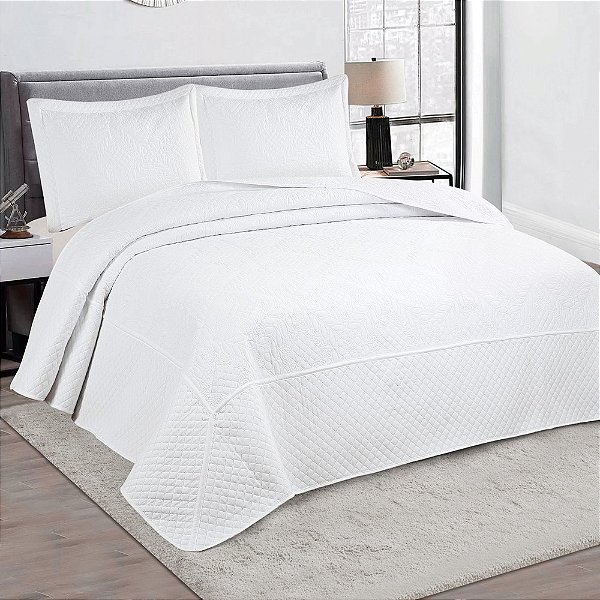 Jogo de Colcha Marseille Casal - Branco - Rozac