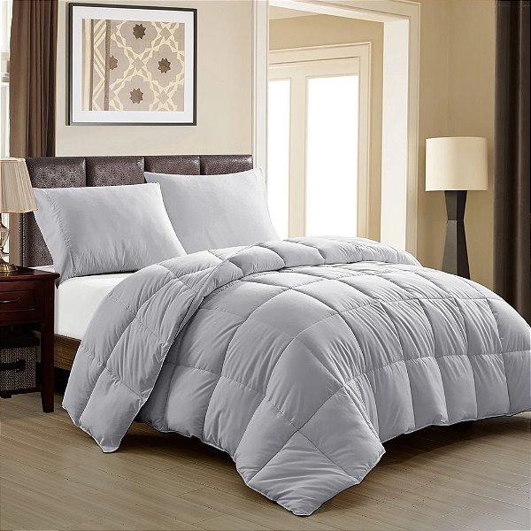 Edredom Plumage Toque de Plumas 400 Fios - Casal - Cinza - Rozac