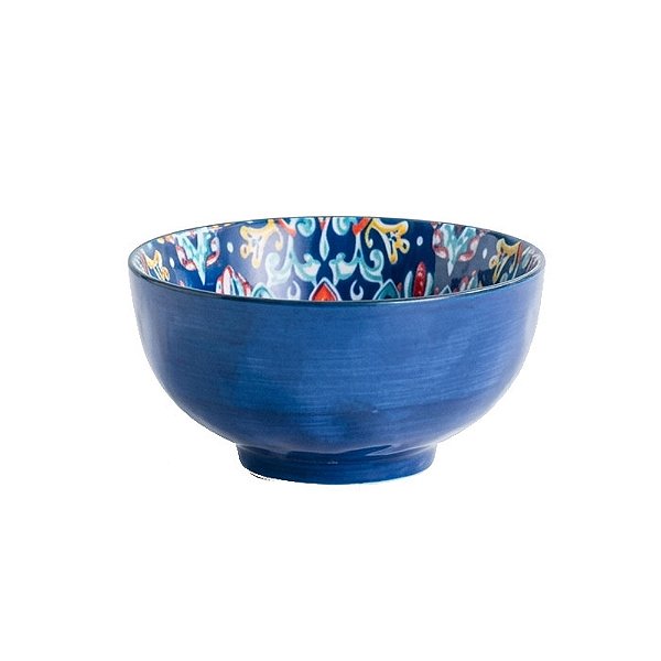 Tigela em Cerâmica Flor Baroco Azul 20cm - Decor Glass