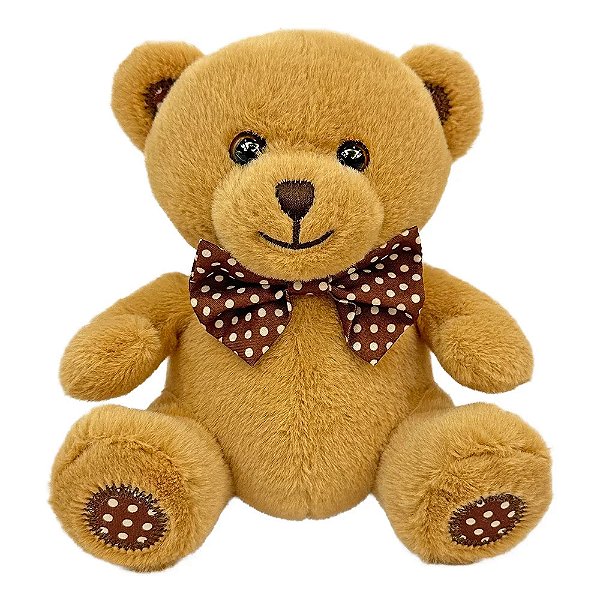Urso de Pelúcia Caramelo com Laço 15cm - CAA Toys