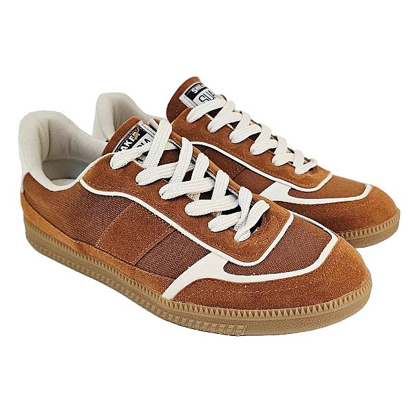 Tênis Feminino Sneaker Lona Camurça Caramelo - Sua Cia