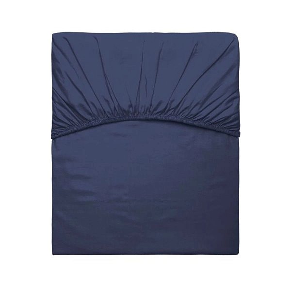 Lençol Com Elástico Satinee Casal 300 Fios - Marinho - Kacyumara