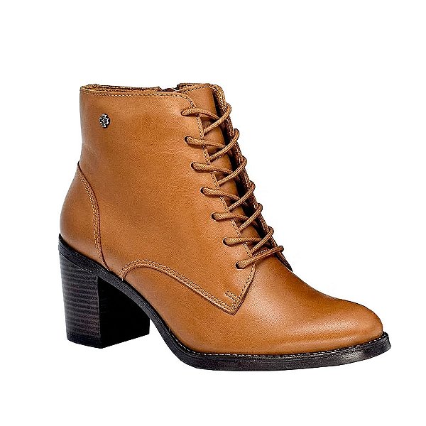 Bota Feminina Cano Baixo em Couro Judy - Caramelo - Perlatto