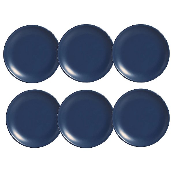 Jogo de Pratos de Sobremesa Coup Navy - 21cm - 6 Peças - Alleanza