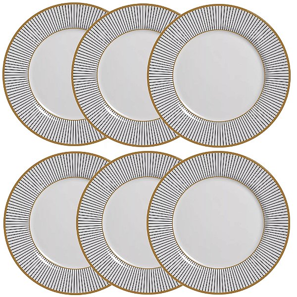 Jogo de Pratos Rasos Ritz Preto - 29cm - 6 Peças - Alleanza