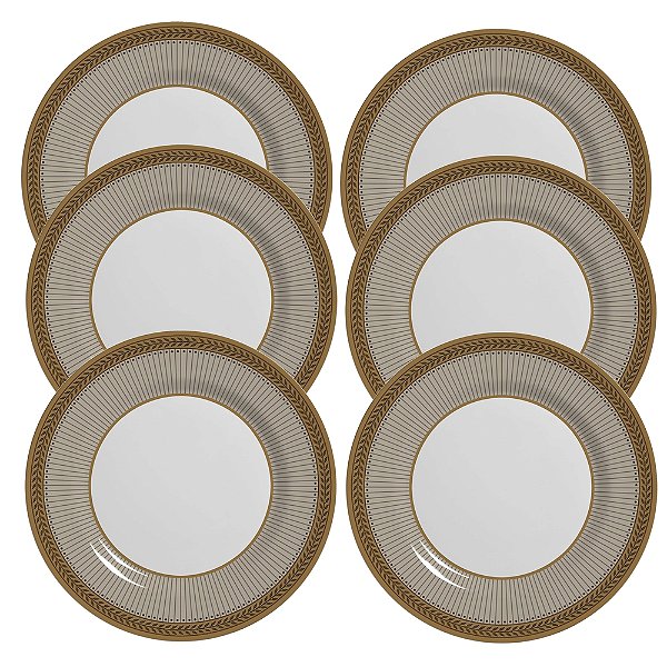 Jogo de Pratos Rasos Celebrate Fendi - 29cm - 6 Peças - Alleanza