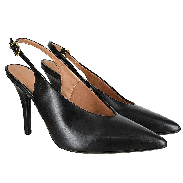 Scarpin Feminino Slingback Imperiale Salto Alto - Preto - Vizzano
