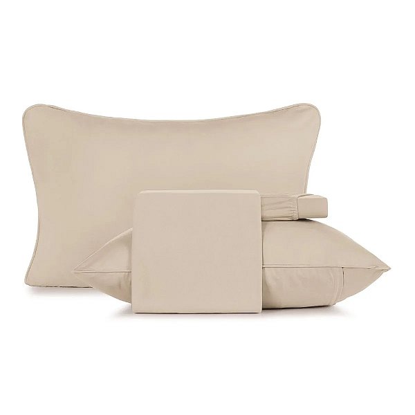 Jogo de Cama Malha Fio Penteado Com Viés Casal - Bege Mocha - Altenburg