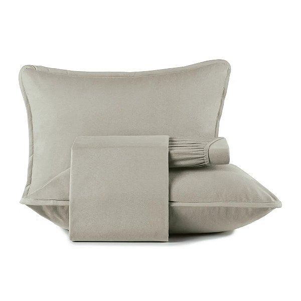 Jogo de Cama Malha Fio Penteado Com Viés Casal - Cinza Platinum - Altenburg