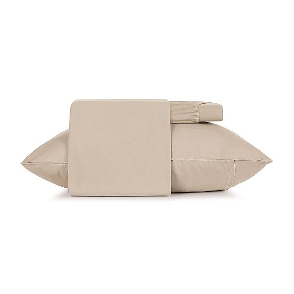 Jogo de Cama Malha Fio Penteado Solteiro - Bege Mocha - 3 Peças - Altenburg