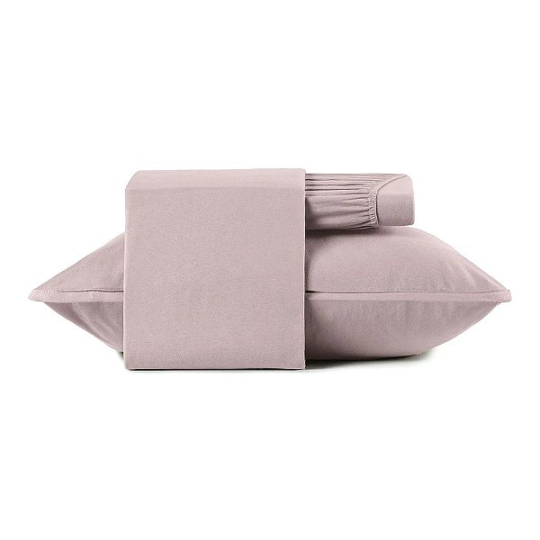 Jogo de Cama Malha Fio Penteado Solteiro - Rosê Natural - 3 Peças - Altenburg