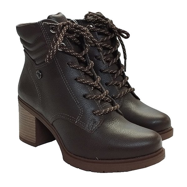 Bota Feminina Coturno Almeria em Couro Marrom - Dakota