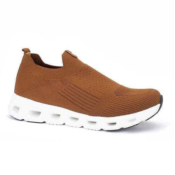 Tênis Feminino Knit Slip On Anatômico - Caramelo - Softli