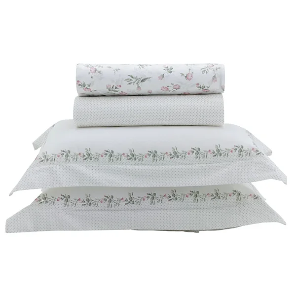 Jogo de Cama Vida Bela Casal 200 Fios - Rosale - Kacyumara