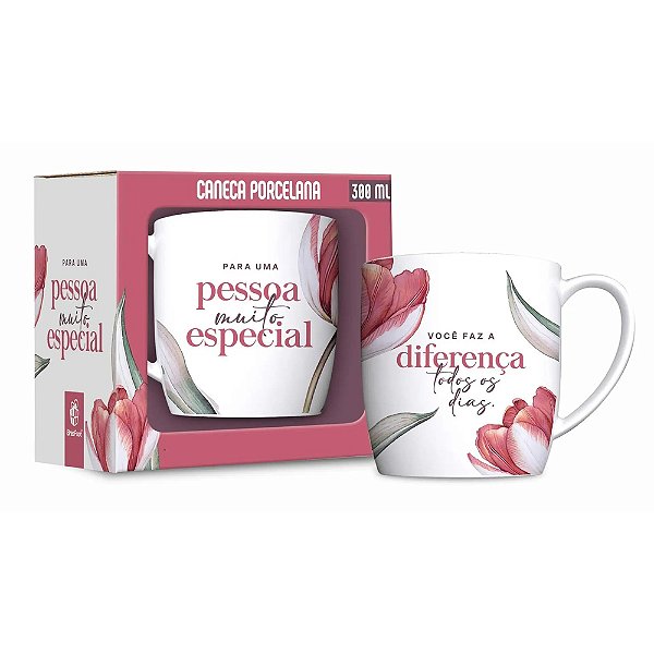 Caneca de Porcelana Você Faz a Diferença - 300ml - Brasfoot