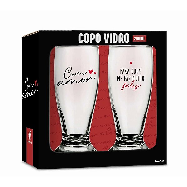 Jogo de Copos Munich Com Amor 200ml - 2 Peças - Brasfoot