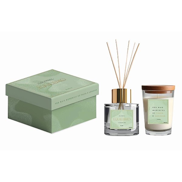 Conjunto Vela e Difusor Lavanda e Baunilha - Equilíbrio - Brasfoot