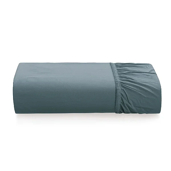Lençol Avulso com Elástico Tom 200 Fios Queen - Anoit Azul - Karsten