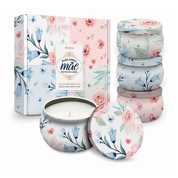 Kit 4 Velas Aromáticas na Lata - Carinho de Mãe - Brasfoot