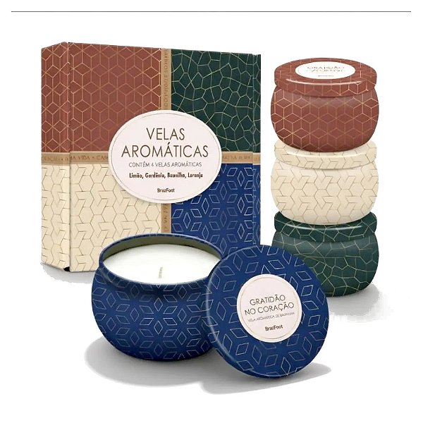 Kit 4 Velas Aromáticas na Lata - Clássicas - Brasfoot