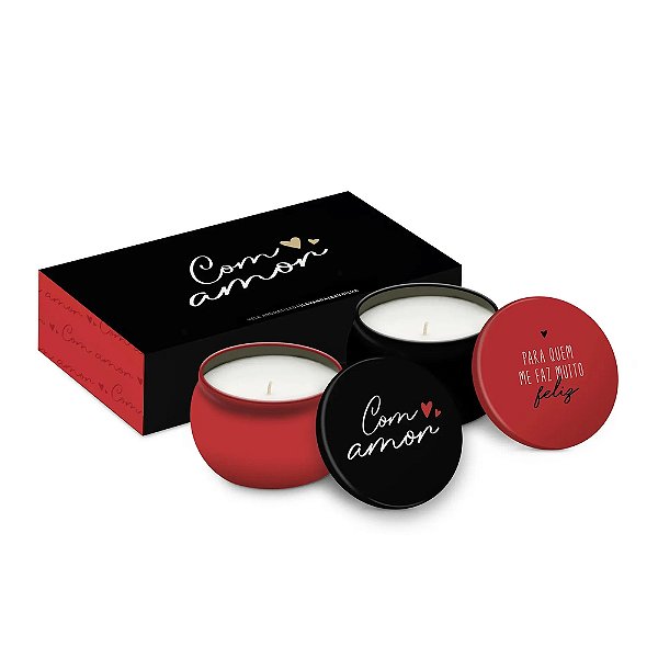 Kit 2 Velas Aromáticas na Lata Com Amor Baunilha e Lavanda - Brasfoot