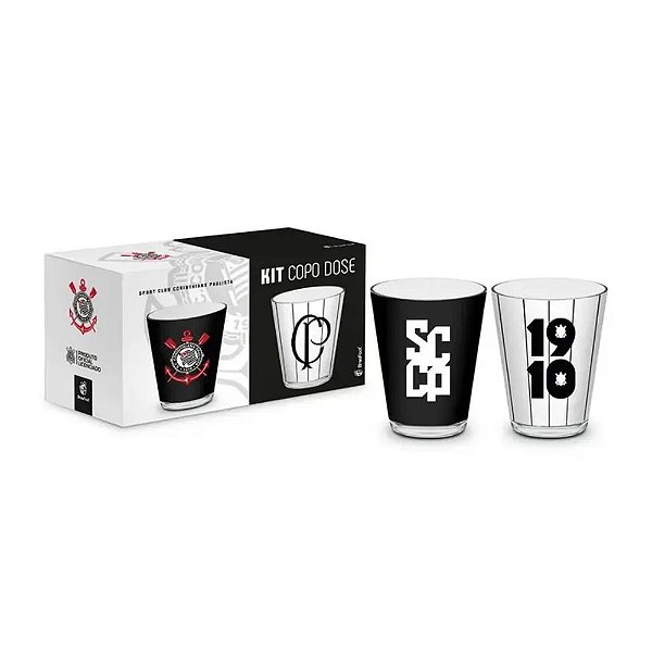 Jogo de Copos de Dose Corinthians - 2 Peças - 55ml - Brasfoot