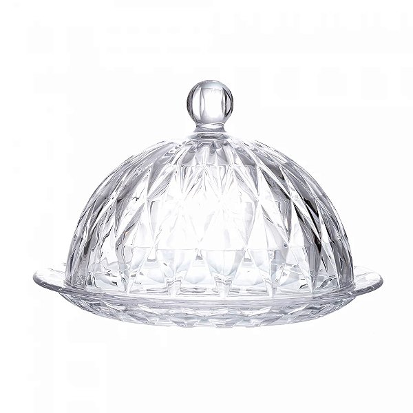Queijeira de Cristal com Tampa Diamond - 18cm - Lyor