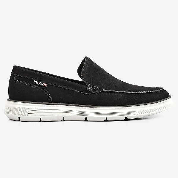 Mocassim Masculino em Couro Camurça Prisma - Preto - Ferracini