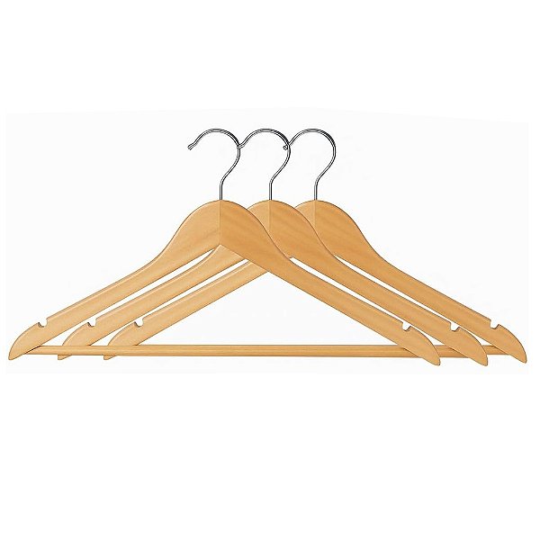 Conjunto com 3 Cabides de Madeira 45cm - Paramount