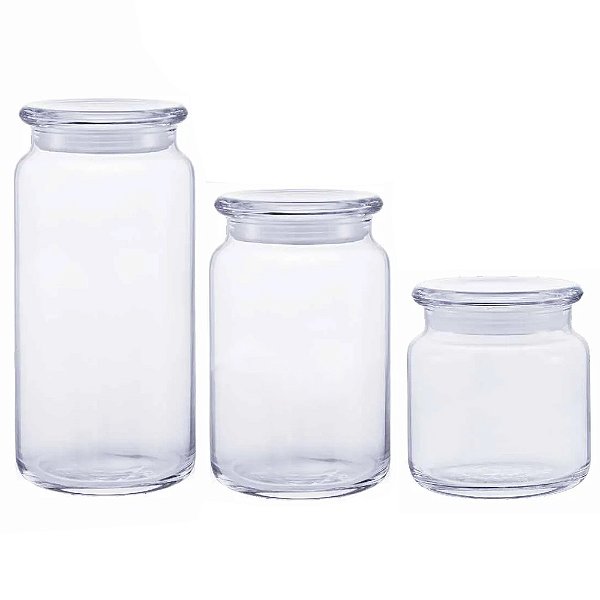 Kit de Potes Herméticos com Tampa de Vidro 3 Peças - Klassikglas