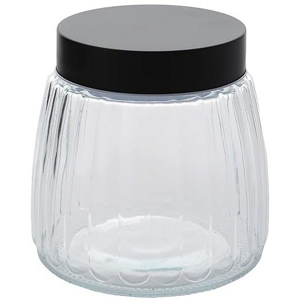 Pote de Vidro Canelado com Tampa de Metal 800ml - Ruvolo