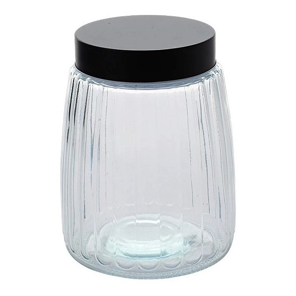 Pote de Vidro Canelado com Tampa de Metal 1200ml - Ruvolo