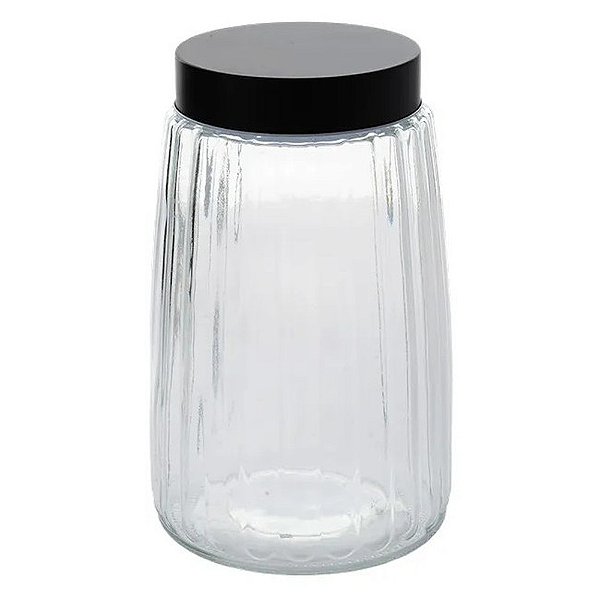 Pote de Vidro Canelado com Tampa de Metal 1500ml - Ruvolo