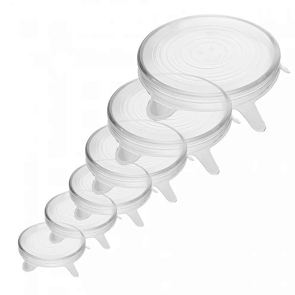 Kit 6 Tampas Flexíveis de Silicone Redonda - Lyor