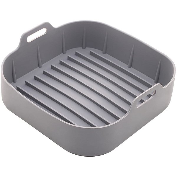 Forma de Silicone Quadrada para Air Fryer 20cm - Cinza - Lyor