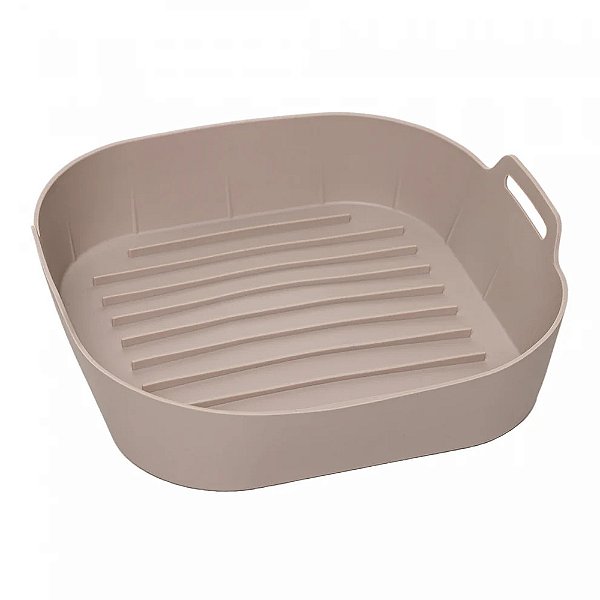 Forma de Silicone Quadrada para Air Fryer 22cm - Bege - Lyor