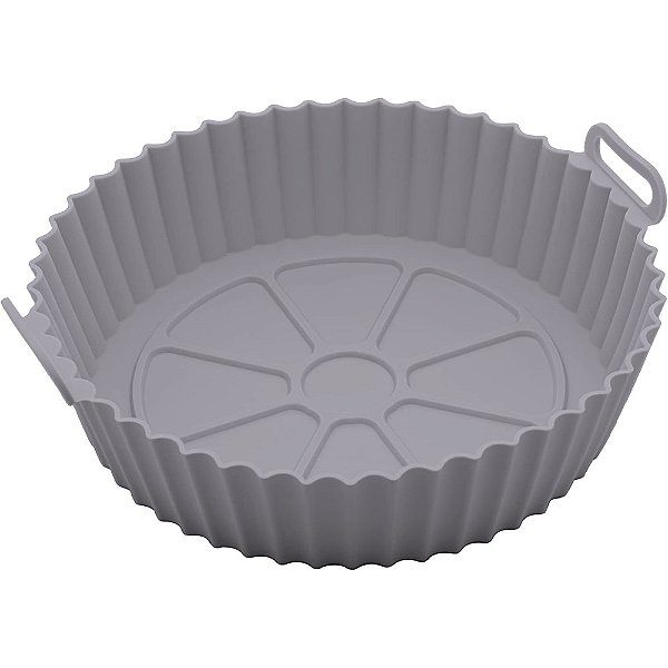 Forma de Silicone Redonda para Air Fryer 19cm - Cinza - Lyor