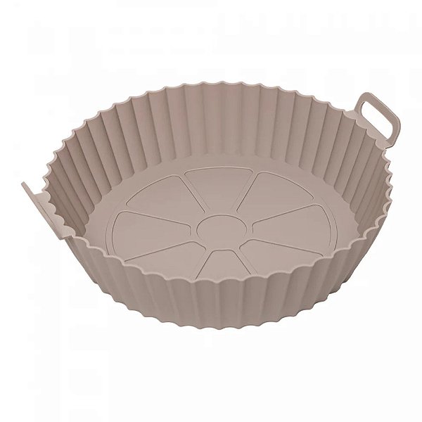 Forma de Silicone Redonda para Air Fryer 21cm - Bege - Lyor