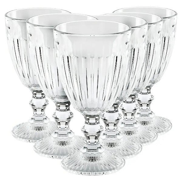 Jogo de 6 Taças de Vidro Athena Clear 340ml - Wincy