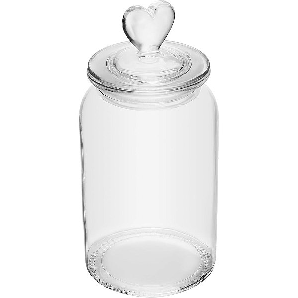 Pote de Vidro Hermético com Tampa de Coração 1,3L - Lyor