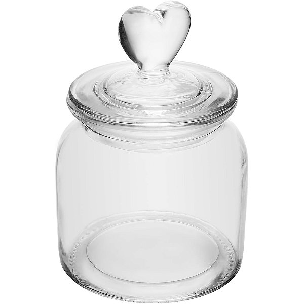 Pote de Vidro Hermético com Tampa de Coração 690ml - Lyor