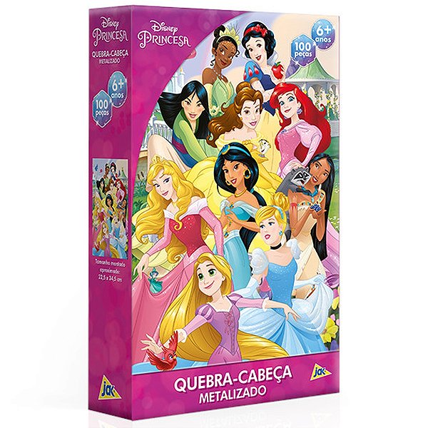 Quebra-Cabeça Metalizado Disney - Princesas - 100 Peças - Toyster